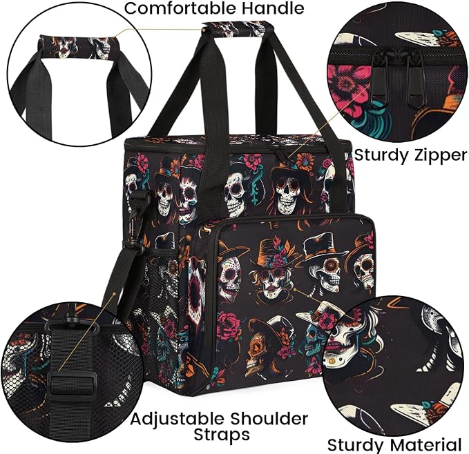 Mexican Day Of The Dead Funny Sugar Skull Coffee Maker Carring Bag, Large - Image 6