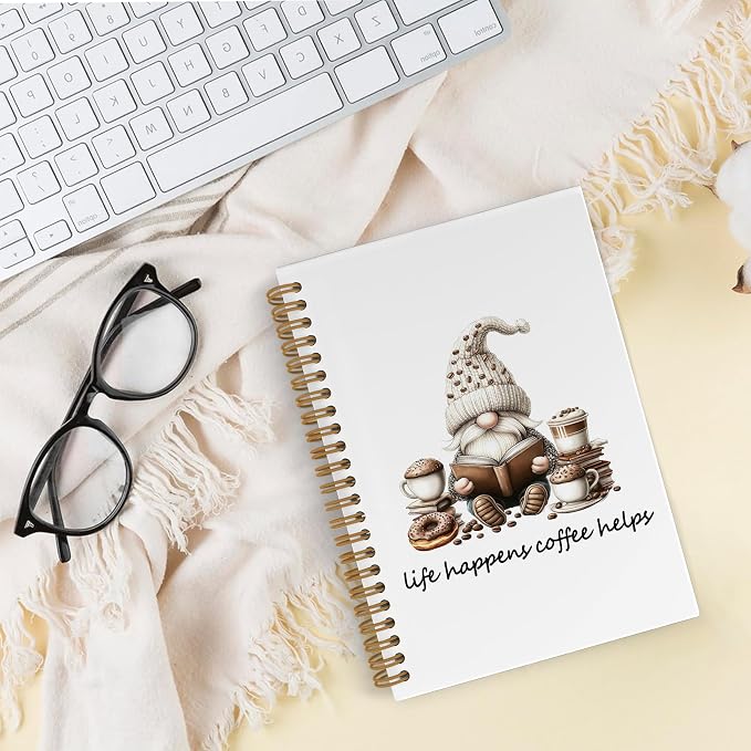 Funny Coffee Gnomes Spiral Notebook, Coffee Lovers Gifts Journal Notebook - Image 2