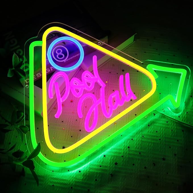 Pool Hall Neon Sign for Wall Decor, Billiards Led Signs for Business, USB - Image 4
