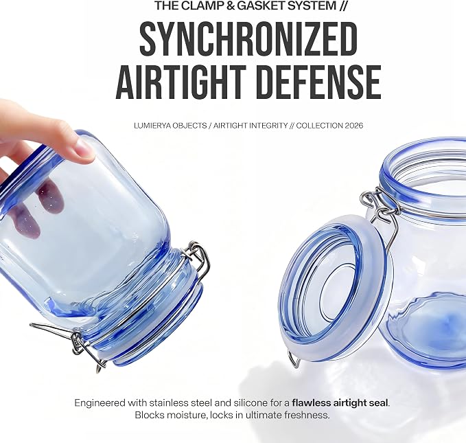 Blue Glass Airtight Storage Jar - Image 7