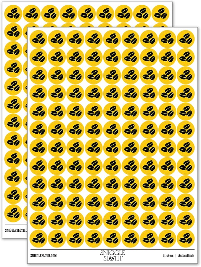 Coffee Beans Trio 200+ Round Stickers by Sniggle+Sloth