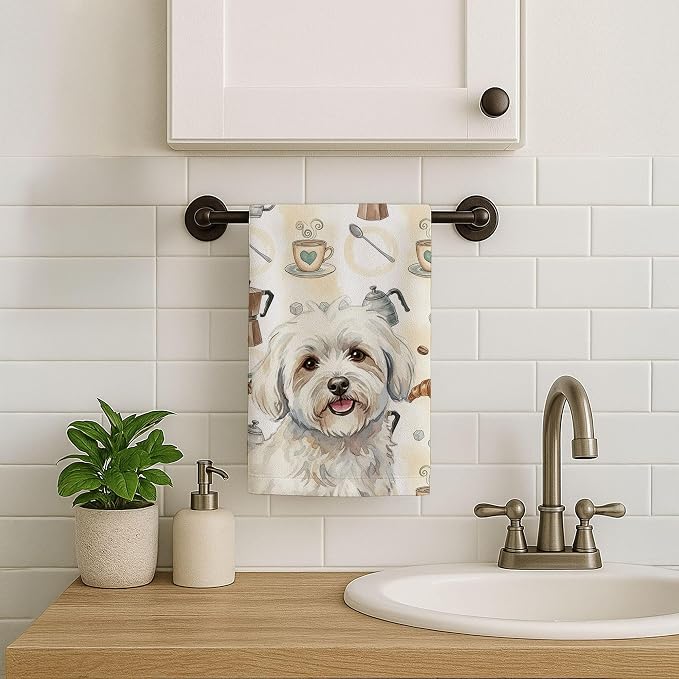 Caroline's Treasures Coton de Tulear Coffee Bar Kitchen Towel Velour Plush - Image 7
