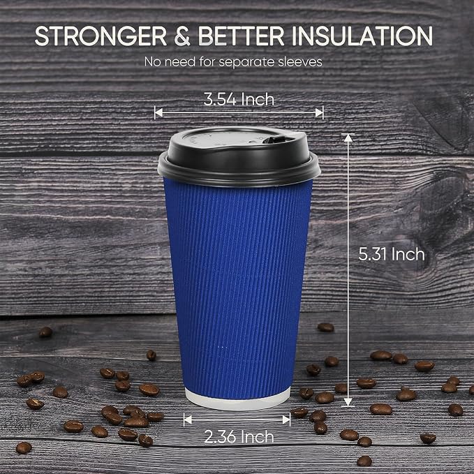 100 Pack 16 oz Disposable Coffee Cups - Image 2
