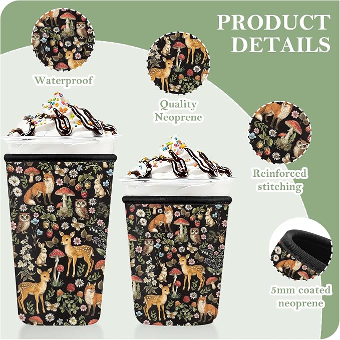 3 Pack Reusable Insulated Neoprene Iced Coffee Cup Sleeve, Durable Drink Sleeve - Image 7