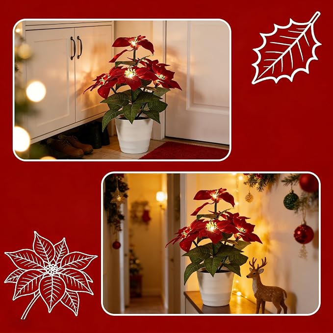 Artificial Christmas Flower Lamp Night Light, Battery Powered - Image 5