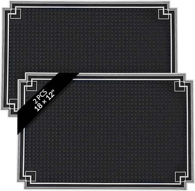 Drydiet 2 Pcs 18 x 12 Inch Rubber Bar Mat, Non Slip Spill Mat by Drydiet
