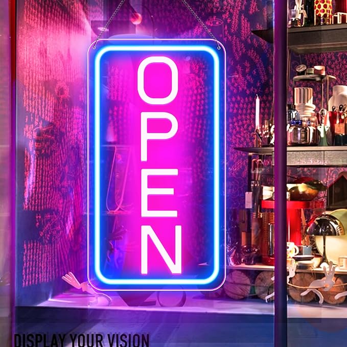 Open Signs for Business, Ultra Bright and Eye-catching Vertical Open Light Up by ROLANCHE
