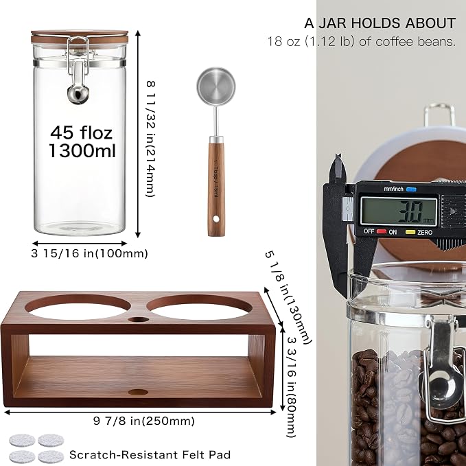 Danmu Airtight Borosilicate Coffee Canister, Coffee Bean Storage 45 fl - Image 4