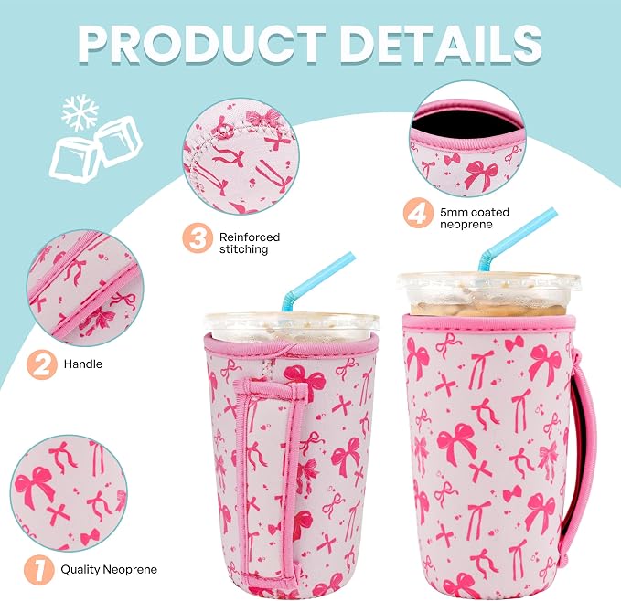 KJQJLY 3 Pack Reusable Iced Coffee Sleeves - Image 3