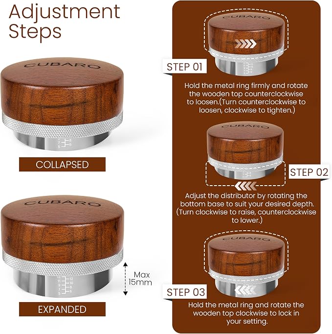 53.3mm Espresso Distributor 54mm – Adjustable Depth Coffee Leveler & - Image 3