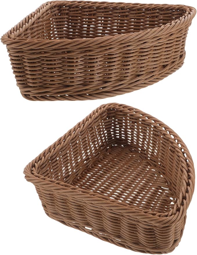 LIOOBO 2 Pcs Triangular Storage Baskets, Wedge Corner Cabinet Organizer by LIOOBO