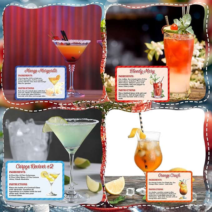 gisgfim 100Pcs Mixed Juice Recipes Flash Cards Bartender Recipe Cards Step by - Image 5