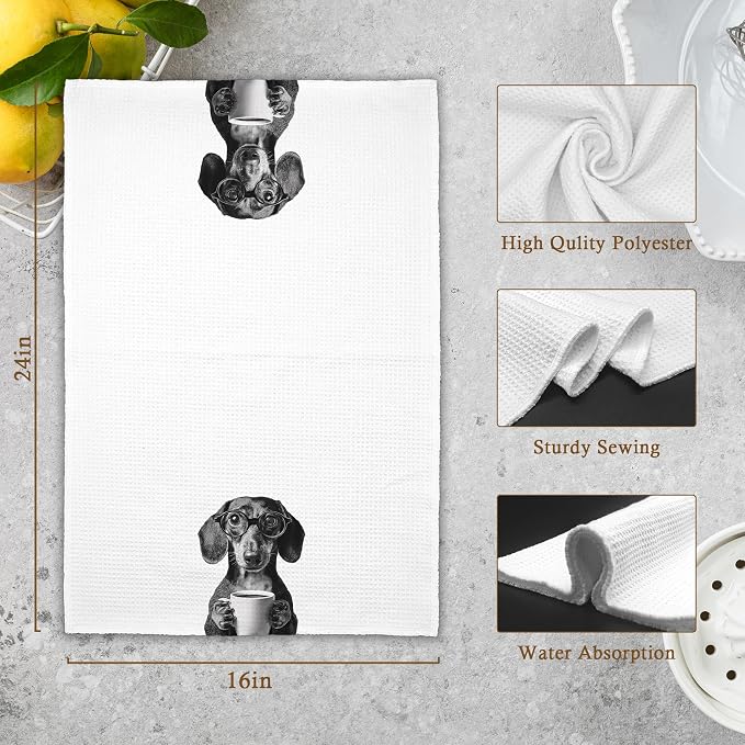 Dog Dachshund Kitchen Towels Set of 2, Funny Cute Hand Bathroom Towels Gifts - Image 7