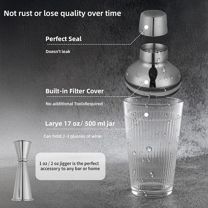 Silver Cocktail Shaker Set - Image 3
