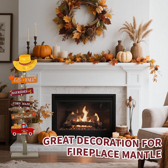 Lighted Wood Hello Fall Porch Sign, Fall Welcome Porch Decor, Autumn Maple - Image 8