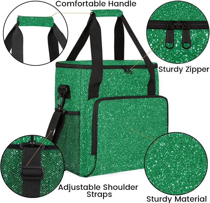 Green Glitter Star Coffee Maker Carring Bag, Large Insulated Storage Organizer - Image 6