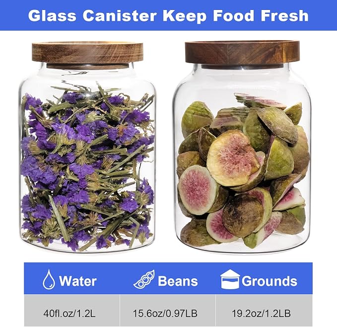 Glass Jar with Spoon Wooden Lid Clear Coffee Ground Containers Set Borosilicate - Image 4