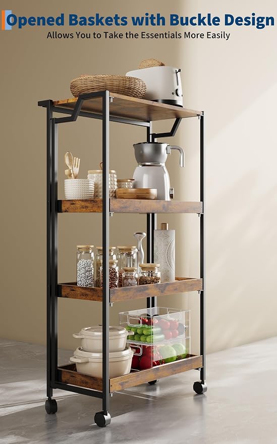 Jojoka No Assembly Folding Kitchen Cart - Image 3