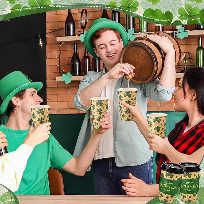 Lallisa 50 Pack 16 oz St. Patrick's Day Disposable Coffee Cups - Image 5
