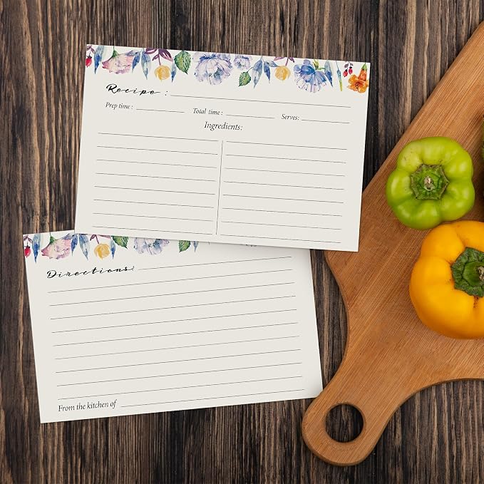 4x6 Recipe Cards, 50 Pack, 300gsm Thick Double-Sided Wildflower Design - Image 2