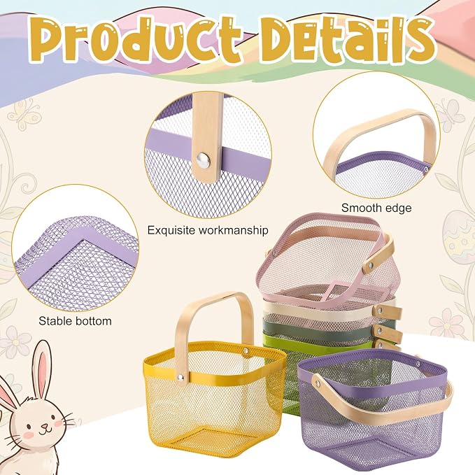 Roshtia Pastel Metal Wire Storage Basket - Image 3