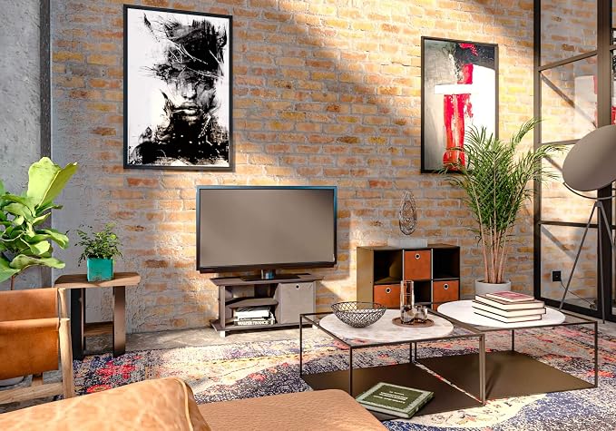 Furinno SIMPLISTIC TV Stand, 3-Tier Entertainment Center, Open Shelf TV Console - Image 2