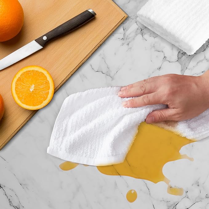 Avalon Towels Ribbed Bar Mop Towels 16x19 Absorbent and Durable White Bar Towels - Image 2