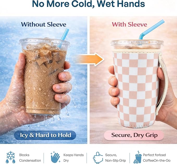 KJQJLY 3 Pack Reusable Iced Coffee Sleeves - Image 3