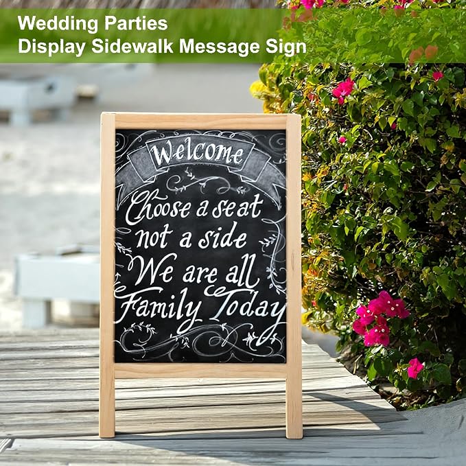 2 Pcs 15.7 x 9.8 Inch Small Chalkboard Signs Chalkboard Easel Tabletop Menu - Image 5