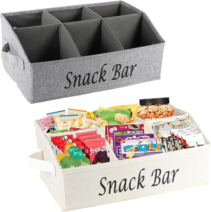 Snack Organizer for Countertop, 2 Pack Fabric Snack Container by Xbopetda