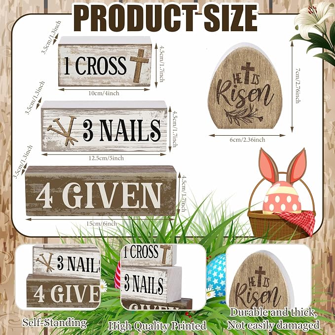 Lineshading 4 Pcs Easter Table Decoration Easter Gifts He Is Risen Tiered Tray - Image 3