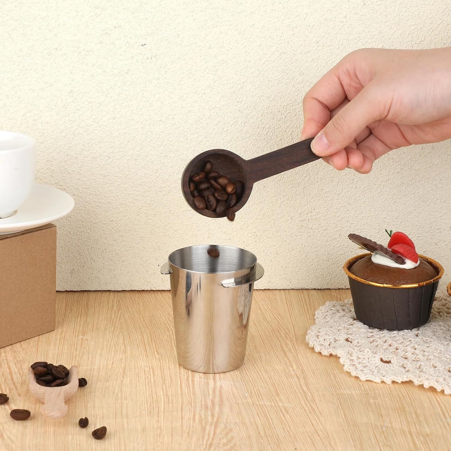 Coffee Dosing Cup 58mm, Stainless Steel Dosing Cup Compatible with All 58mm Portafilter, Coffee Powder Cup, Coffee Powder Feeder, Coffee Machine Accessories