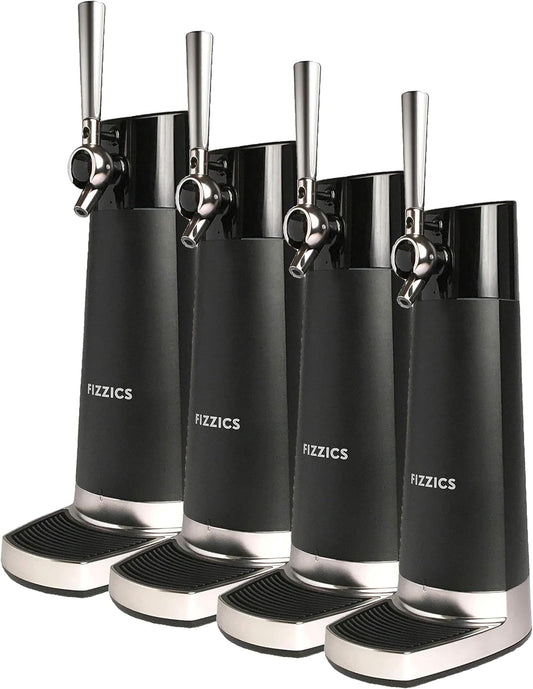 FIZZICS - DraftPour Beer Dispenser - Converts Any Can or Bottle Into a Nitro-Style Draft, Gift for Men and Beer Enthusiast, Beer Tap Draft Machine - Carbon (Pack of 4)