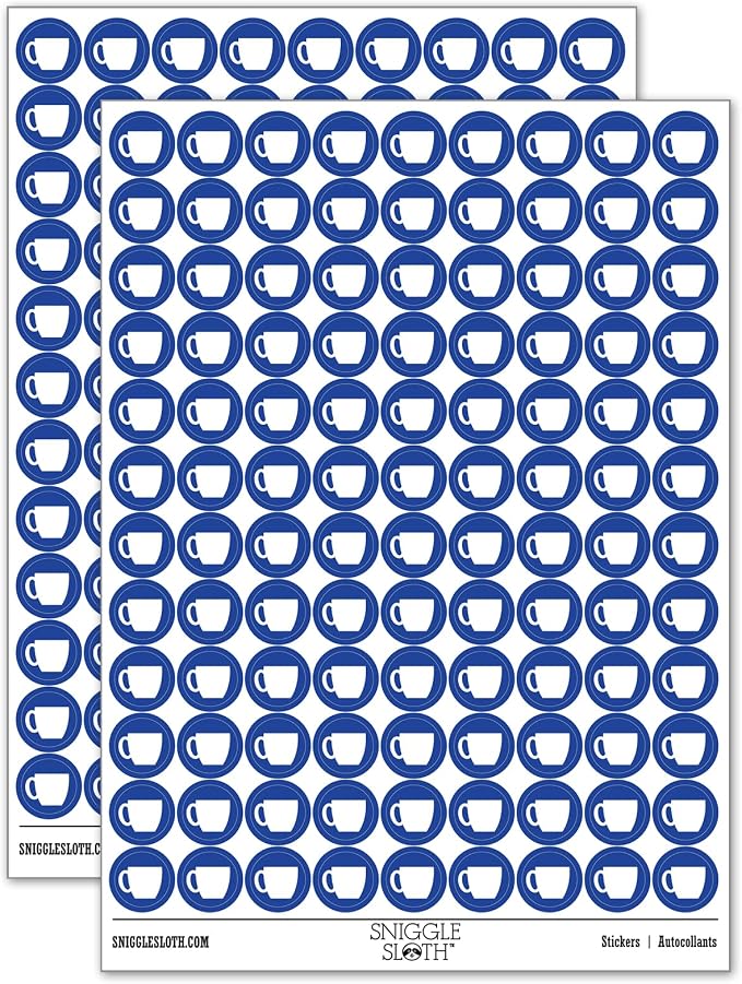 Coffee Mug Cup Solid 200+ Round Stickers by Sniggle+Sloth