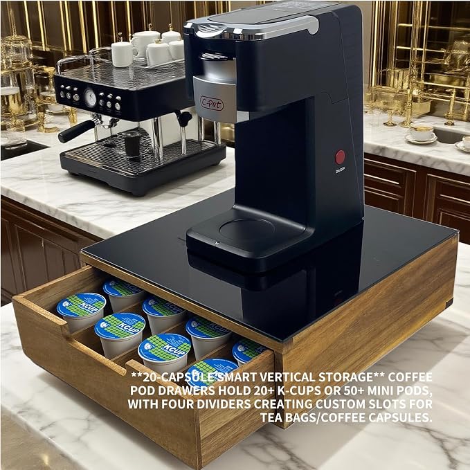 Tempered Glass and Natural Wood Coffee Pod Drawer Organizer - Image 3