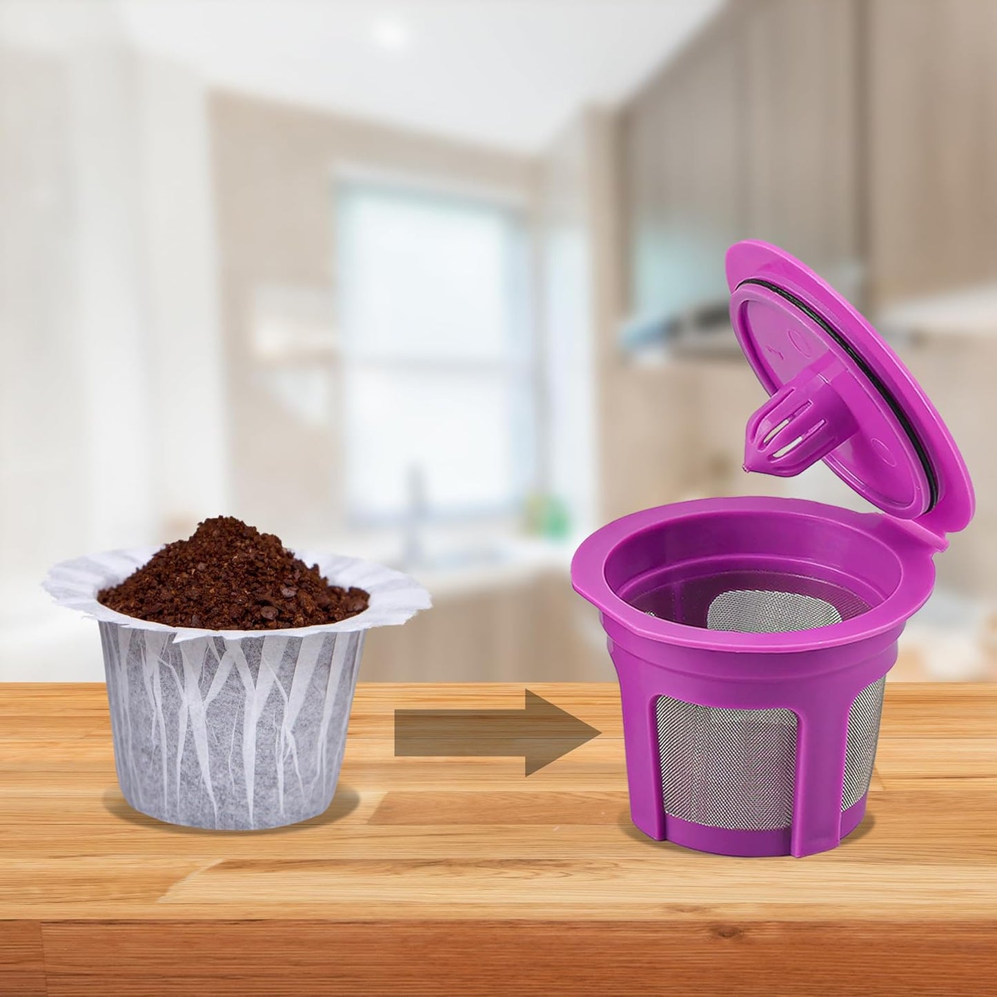 Disposable Paper Coffee Filters 200 Count, Compatible with Brewers Single Serve 1.0 and 2.0 Fits All Reusable K Cup