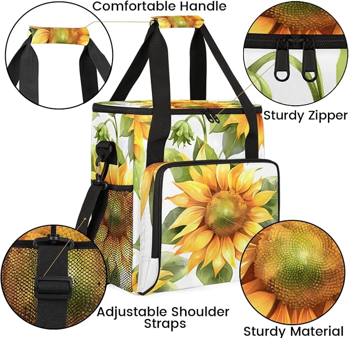 Yellow Sunflower Summer Floral Coffee Maker Carring Bag, Large Insulated - Image 6