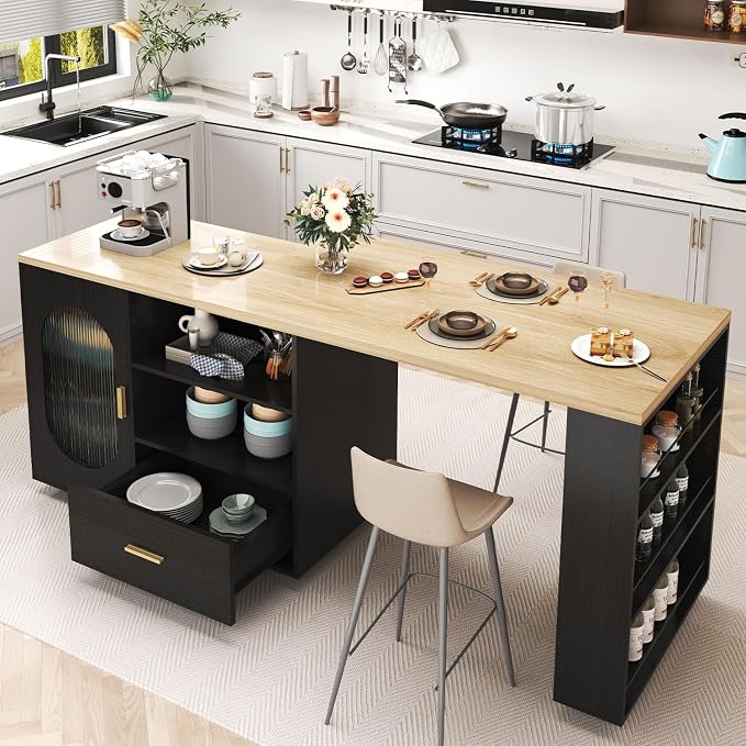 HSH 72" Rolling Kitchen Island by HOMESWEETHOME