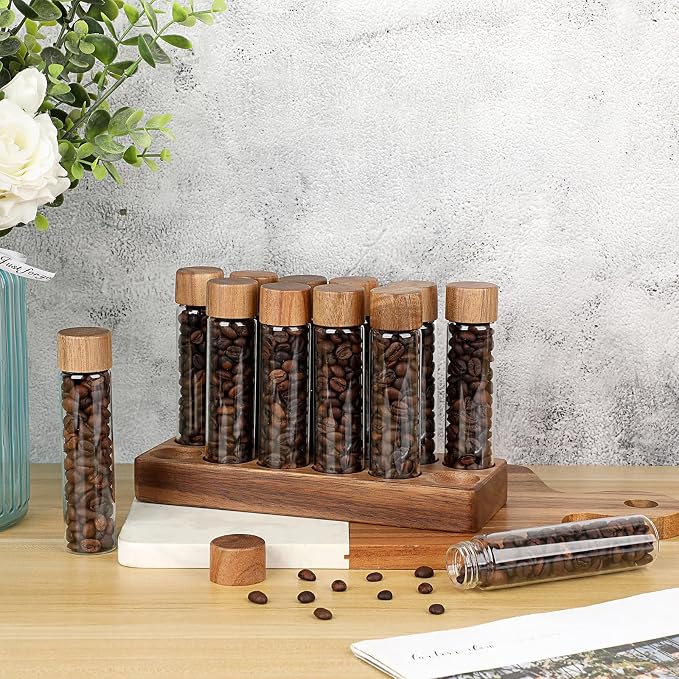JUXYES Set of 12 Single Dose Coffee Bean Storage Tubes - Image 8