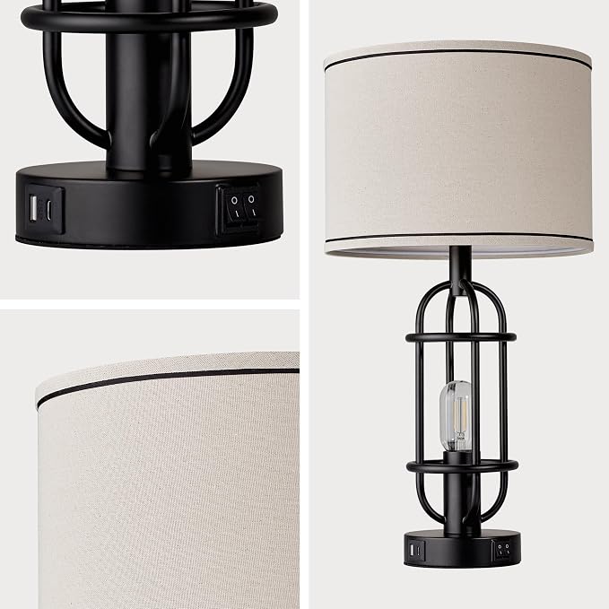 Reaketon Black Table Lamps for Living Room Set of 2, 22.3" Farmhouse Lamps for - Image 9