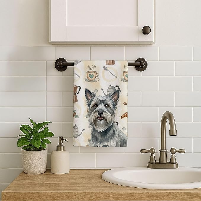 Caroline's Treasures Gray Skye Terrier Coffee Bar Kitchen Towel Velour Plush - Image 7