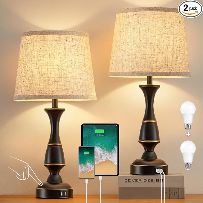 Luvkczc Touch Table Lamps Set of 2, Dimmable Nightstand Lamps by Luvkczc