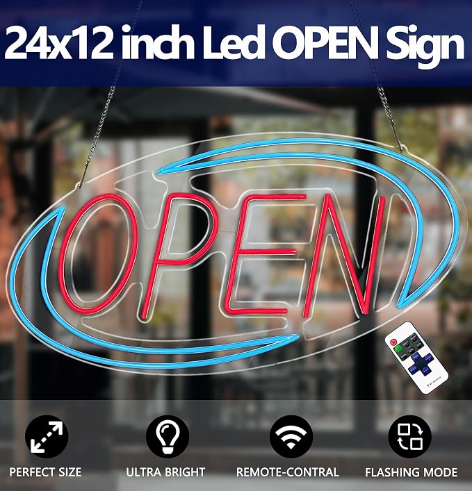 Open Signs for Business, Neon Open Sign Led, Remote Control Open/Closed - Image 2