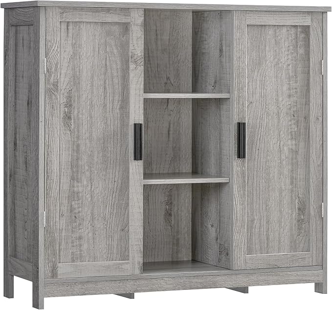 Iwell Storage Cabinet with 2 Doors and 4 Adjustable Shelves, Buffet Cabinet by IWELL