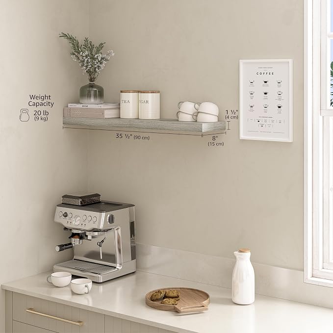 Ballucci Floating Shelf, Living Room, Rustic Gray - Image 3