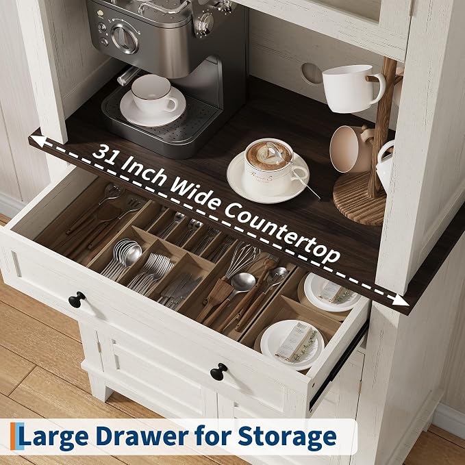 IDEALHOUSE Farmhouse Coffee Bar Cabinet - Image 7