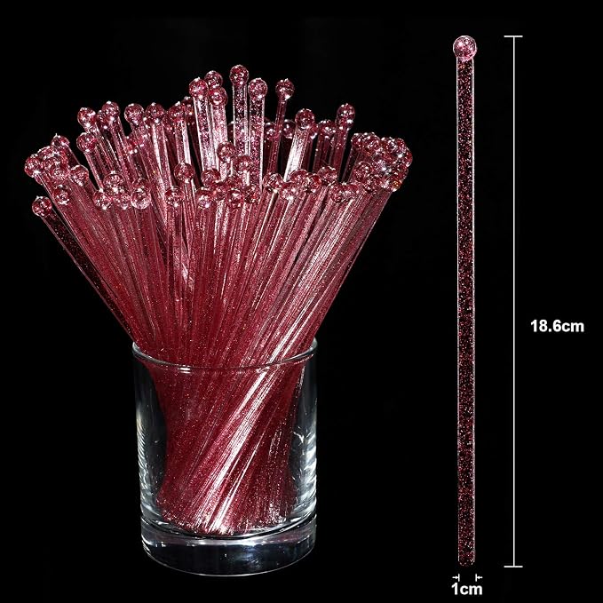 Honoson 100 Pcs Clear Swizzle Sticks Ball Head Stirrer Disposable Plastic Round - Image 2