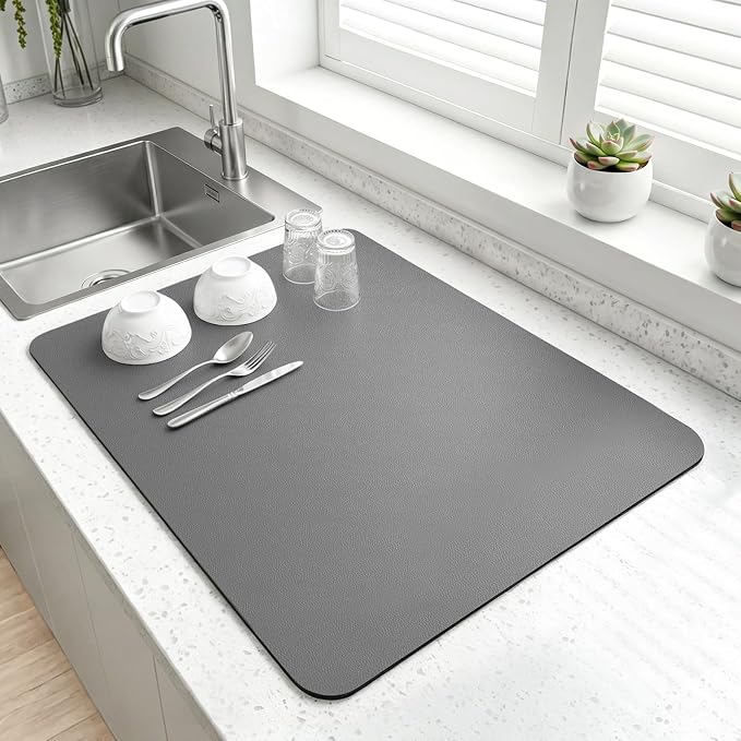 LOPNUR Kitchen Dish Drying Mat, Diatomite Coffee Mat, Super Absorbent Dish by LOPNUR