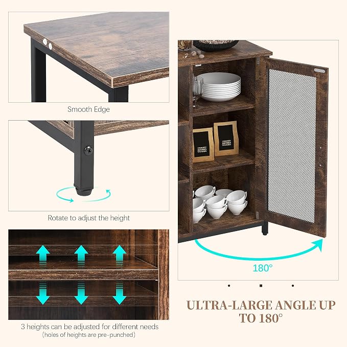 LVSOMT Mini Coffee Bar Cabinet for Home Kitchen, 27.5'' Coffee Stand Station - Image 7