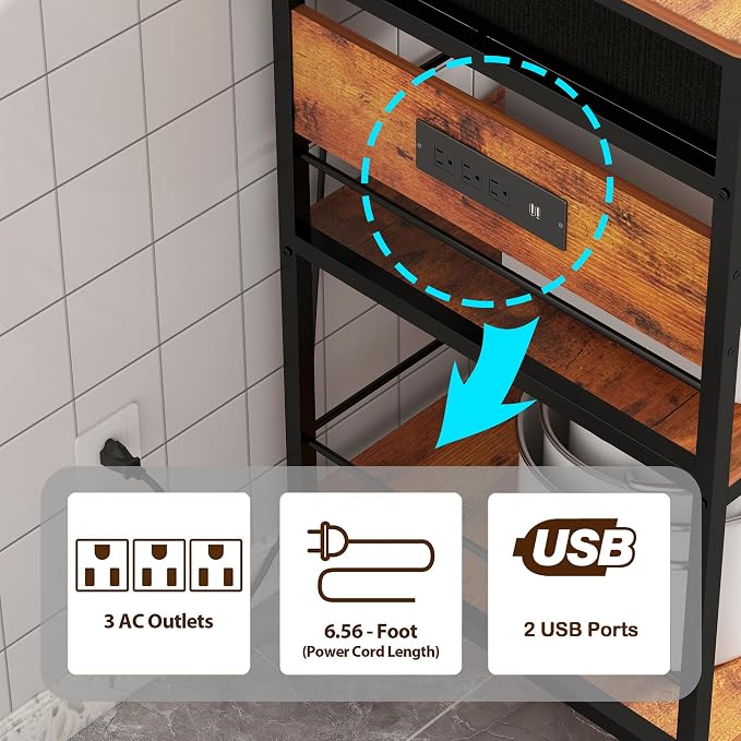 Kitchen Island with Storage, Rolling Kitchen Island Cart with Power Outlet - Image 6